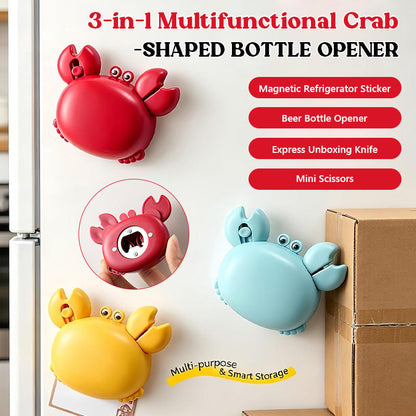 🦀 Multifunctionele magnetische flesopener in de vorm van een krab – Krachtige magneet en roestvrij – Vangt dopjes op ideaal voor in de koelkast of aan de bar