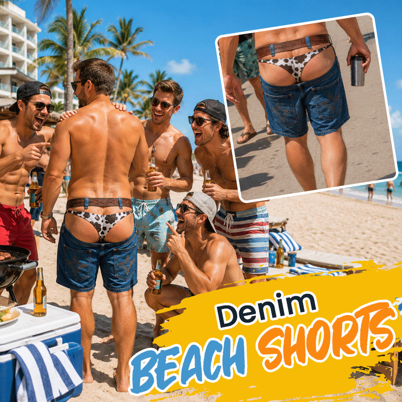 🏖️ Strand- en zwembadshorts met nep-denimprint
