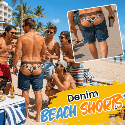 🏖️ Strand- en zwembadshorts met nep-denimprint