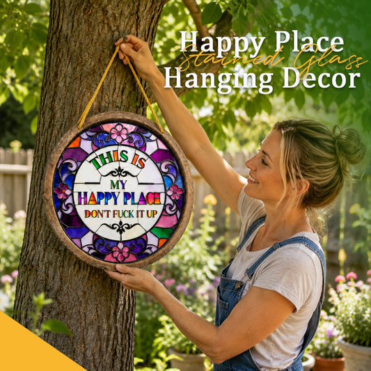 🌈Hangende decoratie ‘Happy Place’ met glas-in-loodmotief