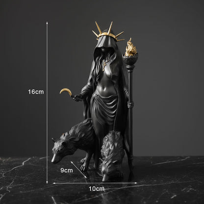 🌙🖤Hecate Niktipolos-beeldje van hars – gotisch godinnenbeeldje voor op het altaar, de boekenplank en als mythologische decoratie