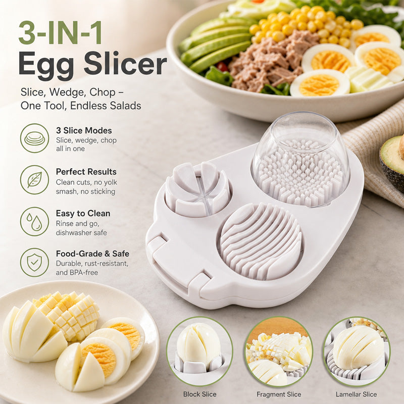 3-in-1 multifunctionele eier- en blokjessnijder – Perfect voor salades en garneringen 🥚🔪