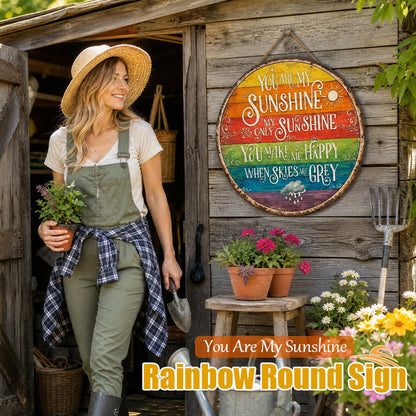 🌈☀️ You Are My Sunshine – Ronde regenboogbord
