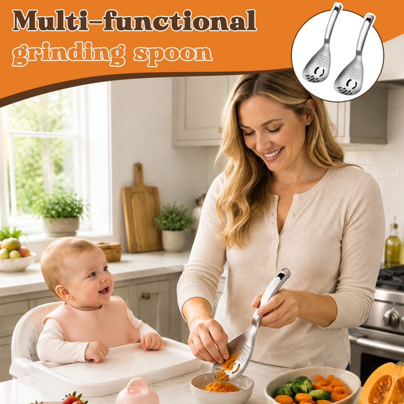 🥄 Multifunctionele zeeflep van 304 roestvrij staal｜Voor knoflook, gember, puree en babyvoedsel