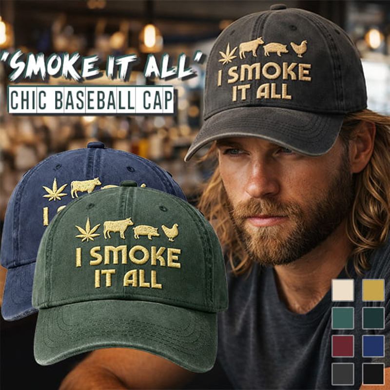 🧢 “I Smoke It All” geborduurde pet – Koel, comfortabel en grappig! 😎✨