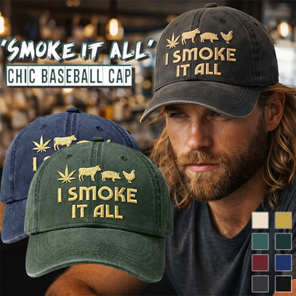 🧢 “I Smoke It All” geborduurde pet – Koel, comfortabel en grappig! 😎✨