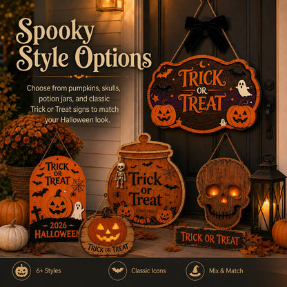 🎃 Trick or Treat Halloween Deurbord – Sfeervolle Halloween Welkom Decoratie 👻🦇