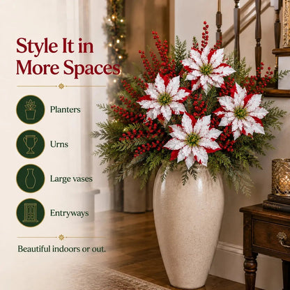 🌸✨ Kunstmatige kerst-winde – bloeit het hele jaar door, geen onderhoud nodig! 🌿