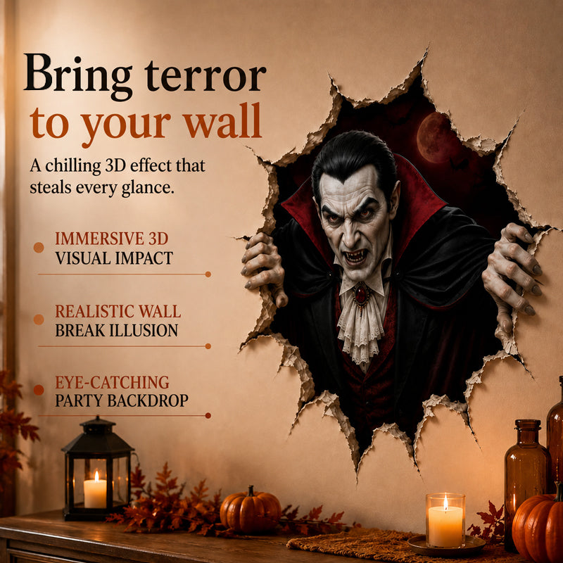 🎃👻 Halloween 3D Muursticker – Laat je Muur Tot Leven Komen! 🕷️