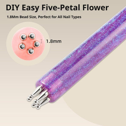 💅🌸 5-Punts Nail Dotting Pen – Maak Perfecte Bloemen in Eén Druk! ✨💖