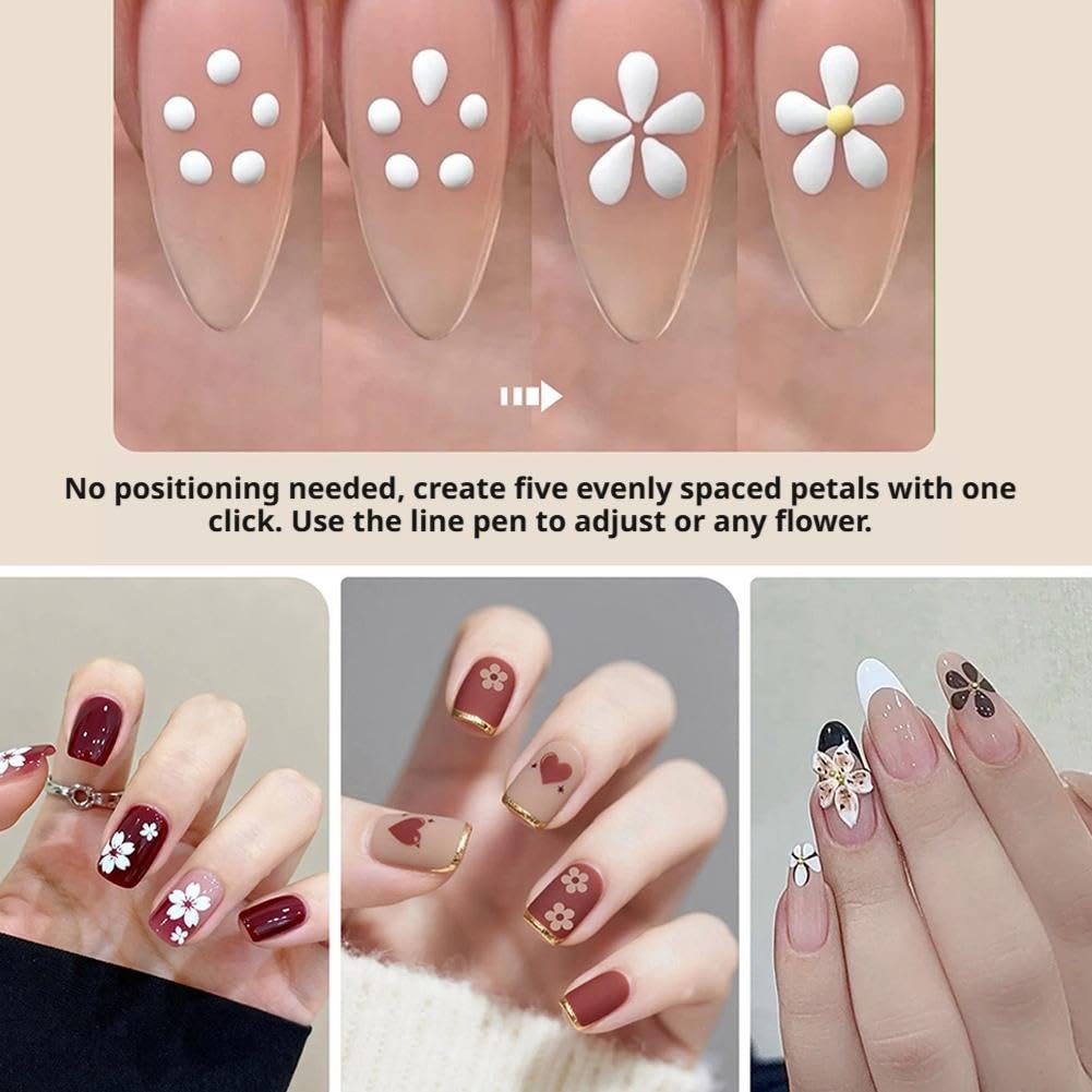 💅🌸 5-Punts Nail Dotting Pen – Maak Perfecte Bloemen in Eén Druk! ✨💖