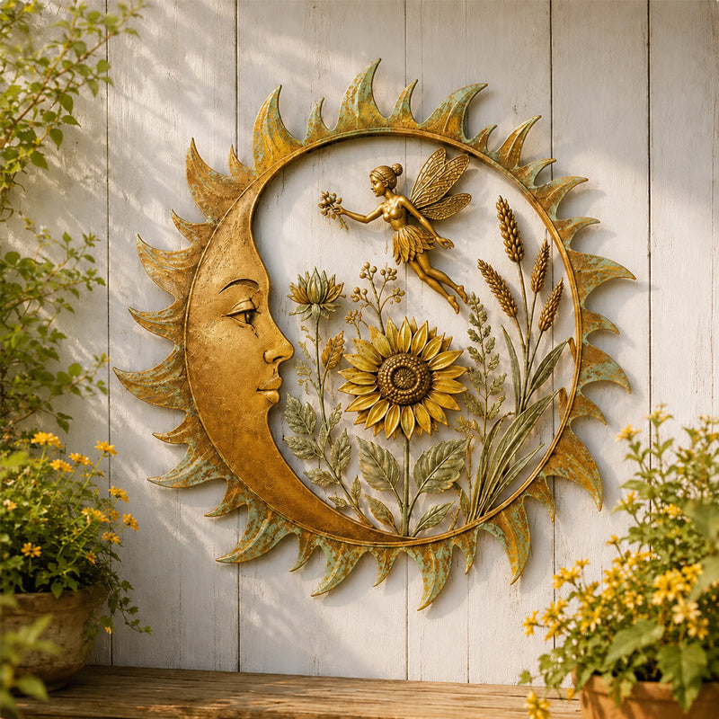 🌞 Collectie vintage wanddecoraties met zonnemotief