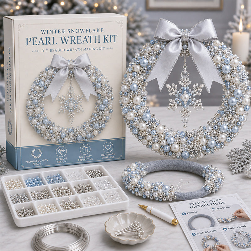 🎄✨ DIY-set voor een kerstkrans met parels – Handgemaakte kerstdeurversiering met kralen 💎🎀