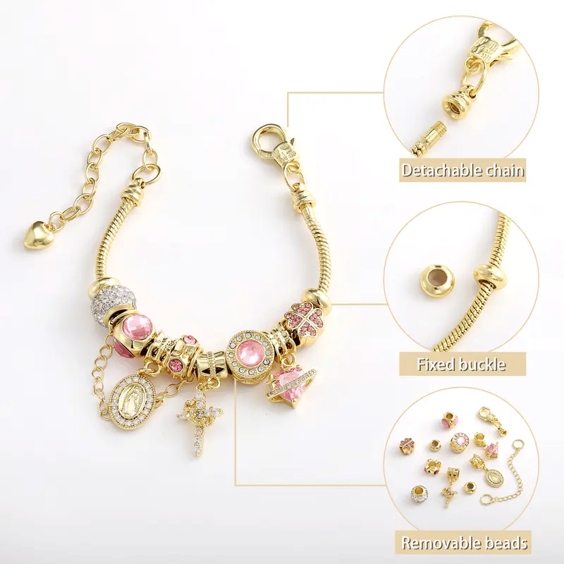 ✨Goud- en zilverkleurige Aurora-armband met slangenketting en meerdere elementen