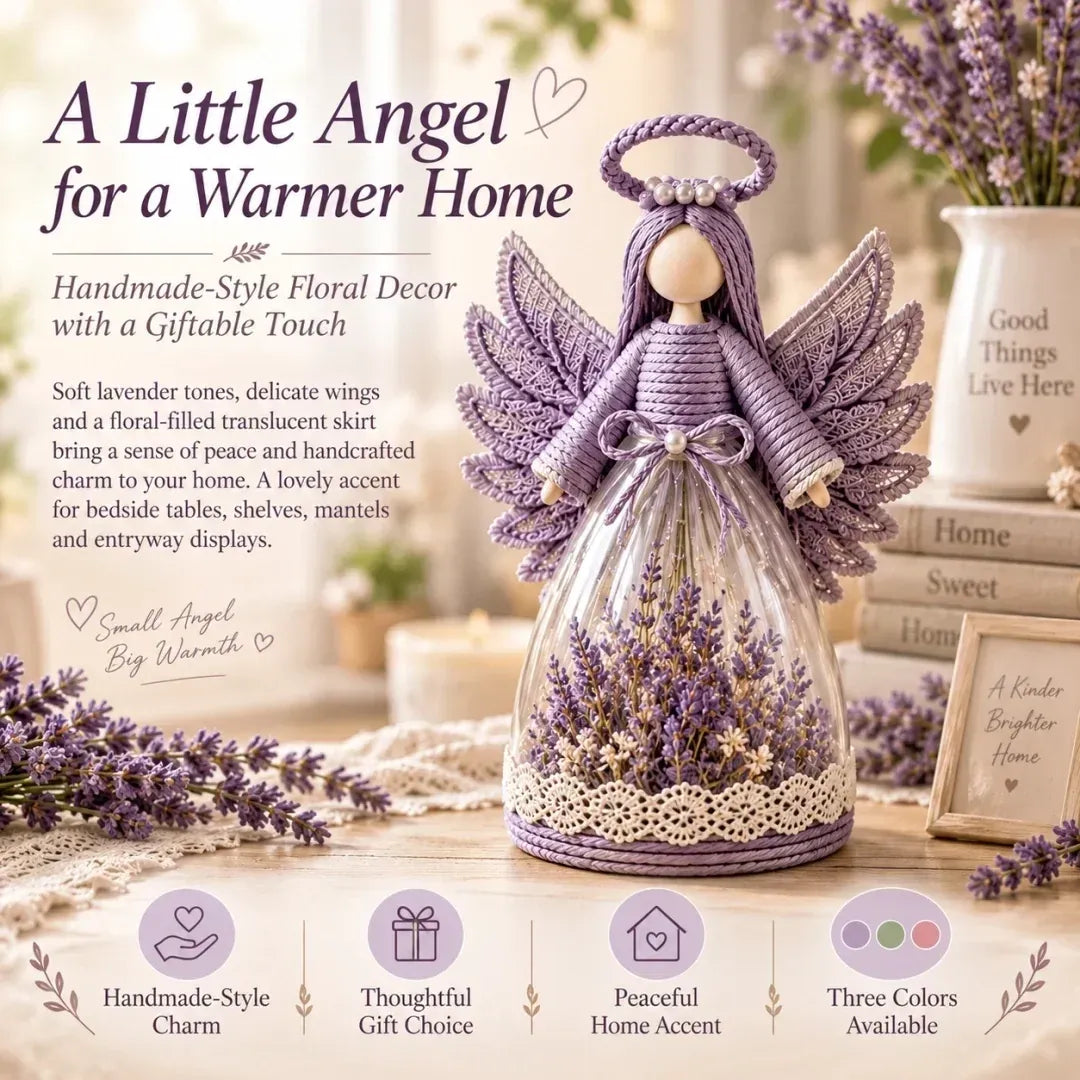 Blooming Guardian Angel Light | Bloemvormig LED-beeldje in lavendel, roze en salie