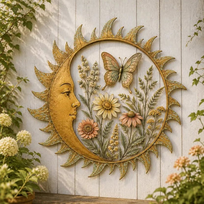 🌞 Collectie vintage wanddecoraties met zonnemotief