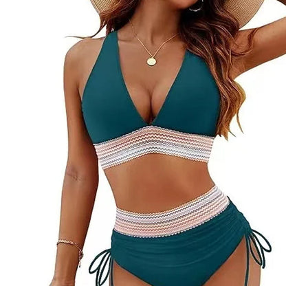 ☀️Tijdelijke vakantieaanbieding🏖️Bikinisets met hoge taille en buikcorrigerende kleuren: Color Block Bikini Sets