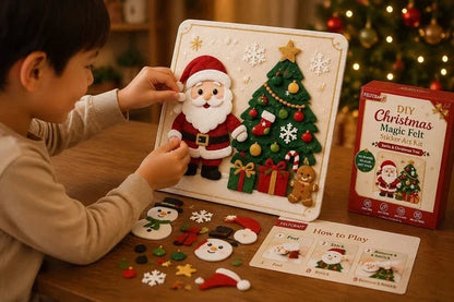🎄 DIY-kerstmagie: kunstset met viltstickers – afpellen, plakken en creatief aan de slag