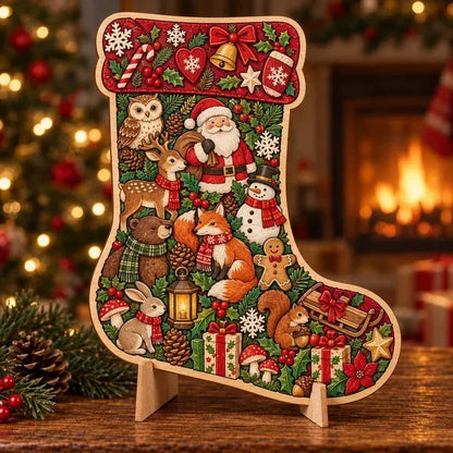 🎄 Houten kerstpuzzel van 20 cm met standaard | 9 feestelijke ontwerpen om in elkaar te zetten en tentoon te stellen 🧩