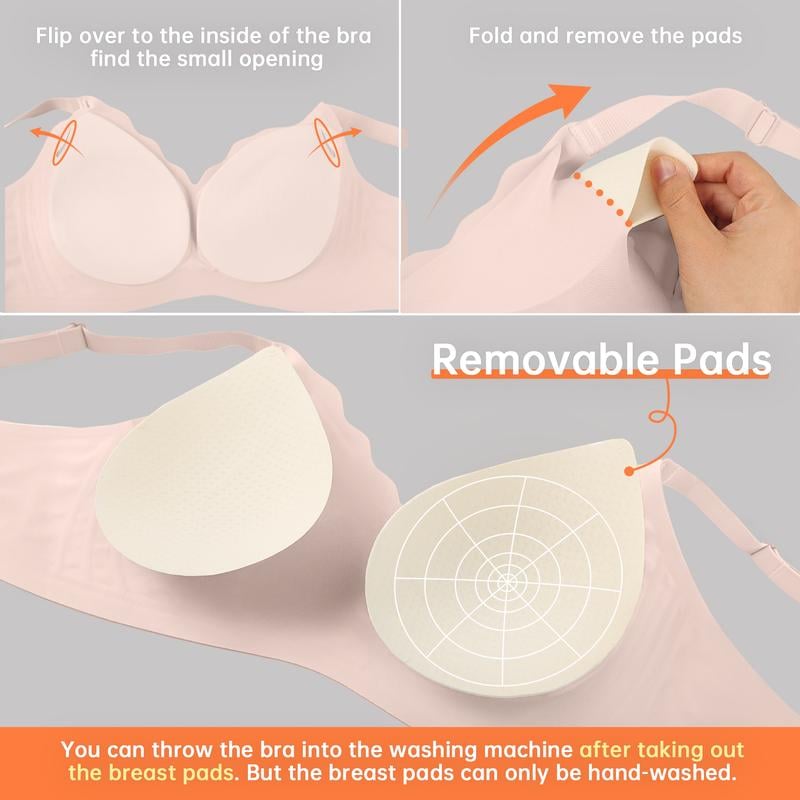 💖Naadloze push-up beha voor dames – draadloos, V-hals, met mesh en gekruist design