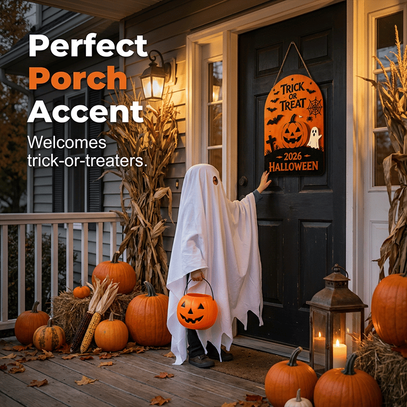 🎃 Trick or Treat Halloween Deurbord – Sfeervolle Halloween Welkom Decoratie 👻🦇