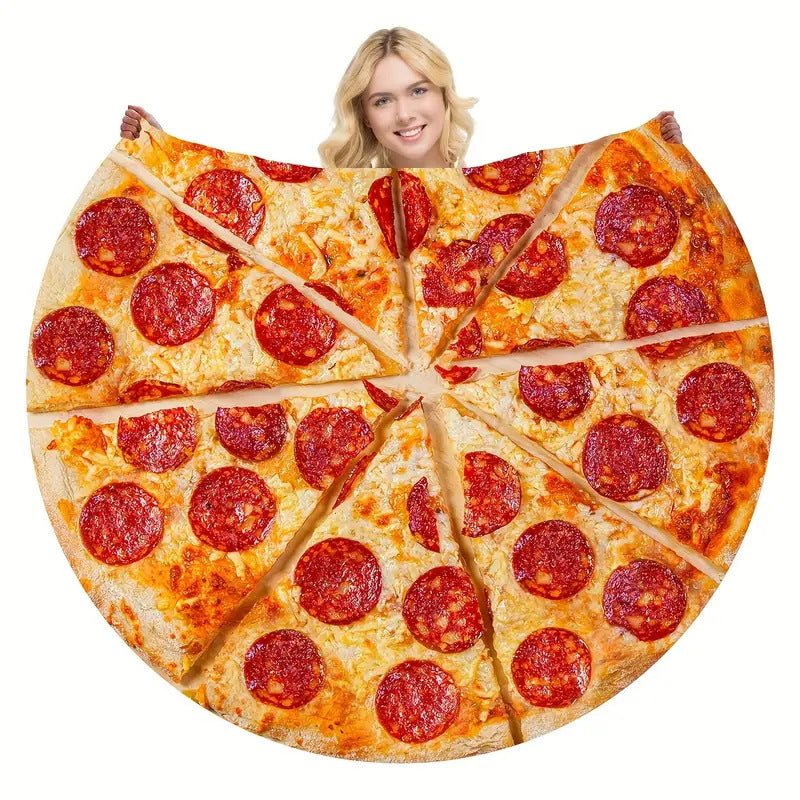 🍕 Realistische deken met voedselmotief | Gezellige deken met pizza-, donut- en tortillamotief 🍩🌯