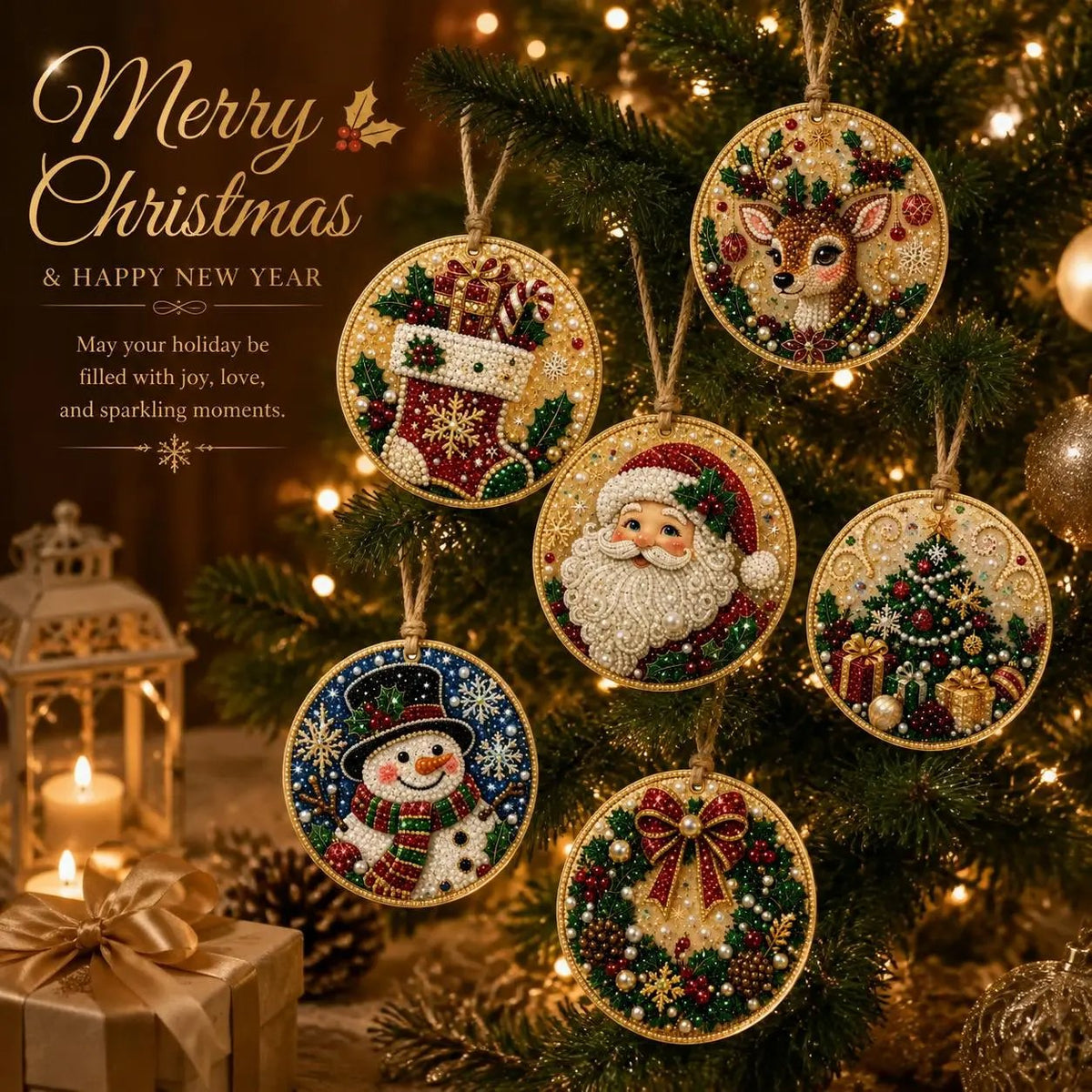 🎄💎 DIY Kerst Diamond Painting – Maak 6 Sprankelende Kersthangers!