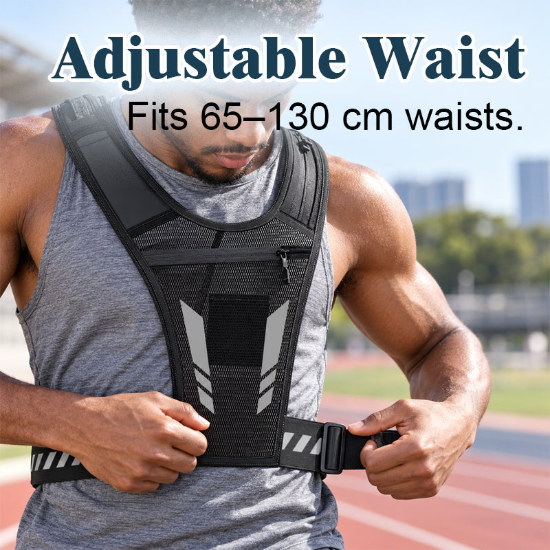 🏃Handsfree hardloopvest — met opbergruimte voor een waterfles en telefoon en reflecterende veiligheidselementen