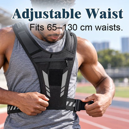 🏃Handsfree hardloopvest — met opbergruimte voor een waterfles en telefoon en reflecterende veiligheidselementen