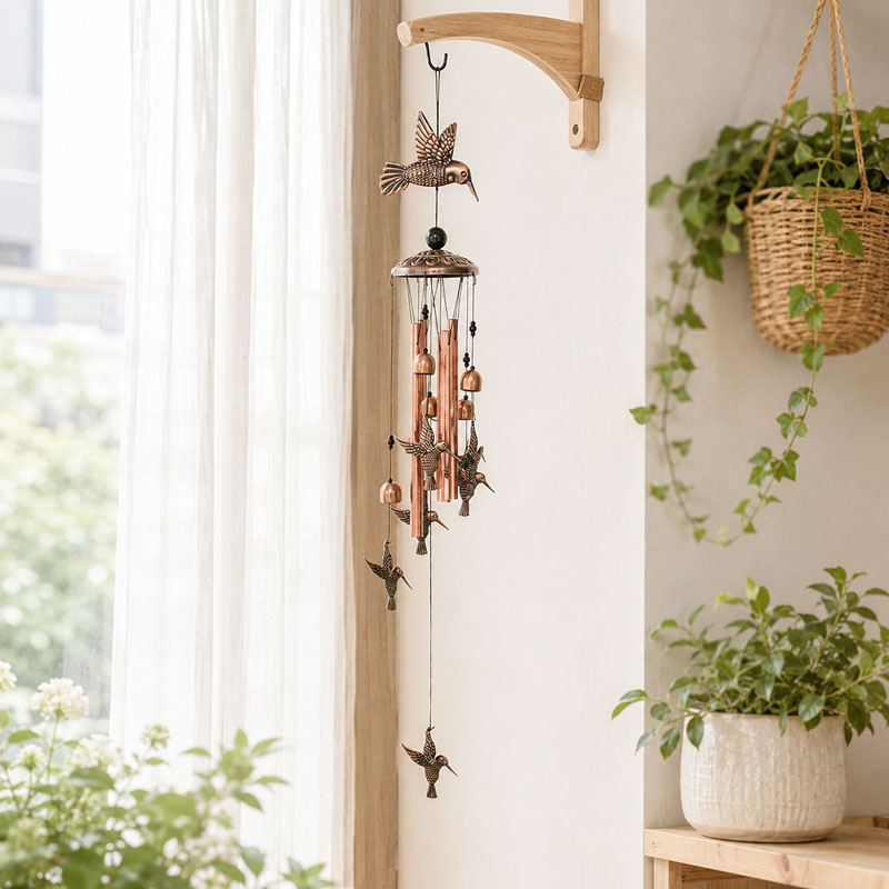 🎵 Rustgevende Vintage Metalen Windgong (90cm) — Creëer Je Eigen Zen-Oase Thuis ✨