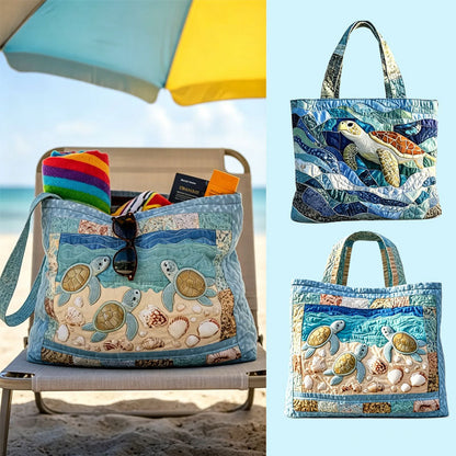 Turtle Haven Gewatteerde Shopper Tas – Strand Vibes & Stijl 🐢🌊✨