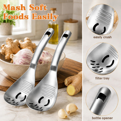 🥄 Multifunctionele zeeflep van 304 roestvrij staal｜Voor knoflook, gember, puree en babyvoedsel
