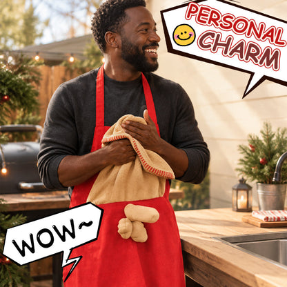🎅 Kerst-BBQ-schort – Grappig kerstschort voor de grillmeester, inclusief handdoek
