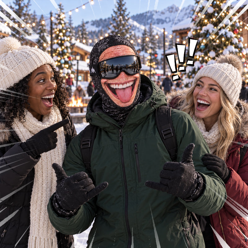 😂❄️ Grappig gezichtsmasker voor ski's – Hilarische bivakmuts voor de winter en het skiën !🎿