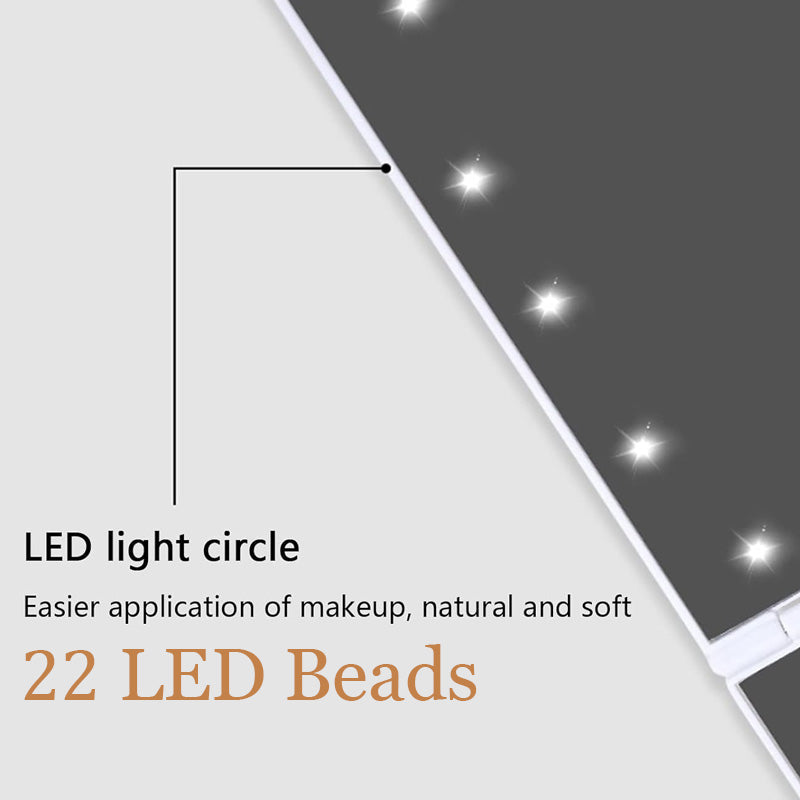 Driezijdige inklapbare Led make-up spiegel