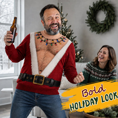 🎅 Grappig kerstshirt met lange mouwen en kerstmanmotief | Opvallend feestshirt voor de feestdagen