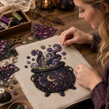 🎃🧵 Halloween Patchwork DIY Set – Maak Je Eigen Spookachtige Kunstwerk!
