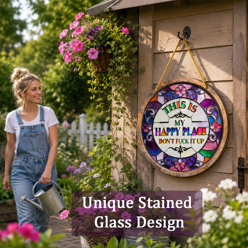 🌈Hangende decoratie ‘Happy Place’ met glas-in-loodmotief