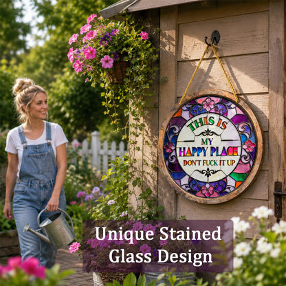 🌈Hangende decoratie ‘Happy Place’ met glas-in-loodmotief