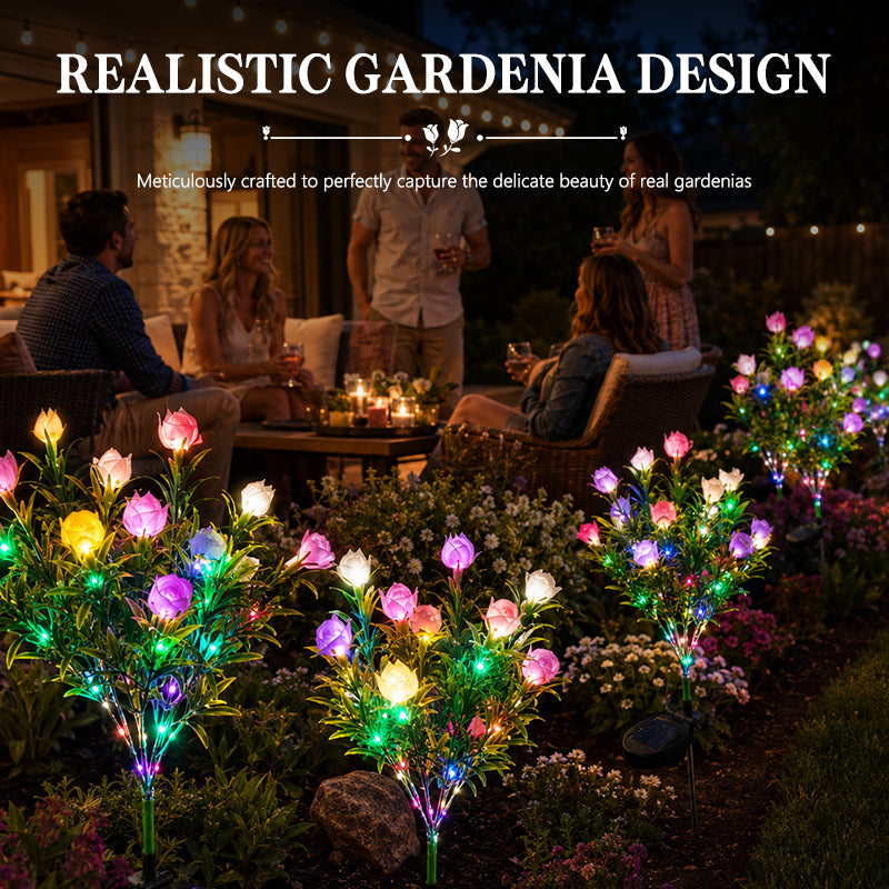 Solar Gardenia-bloemenlampjes 🌸 LED-bloemenlampen met bloemsimulatie voor de decoratie van binnenplaatsen en tuinen, waterdichte sfeerverlichting voor buiten