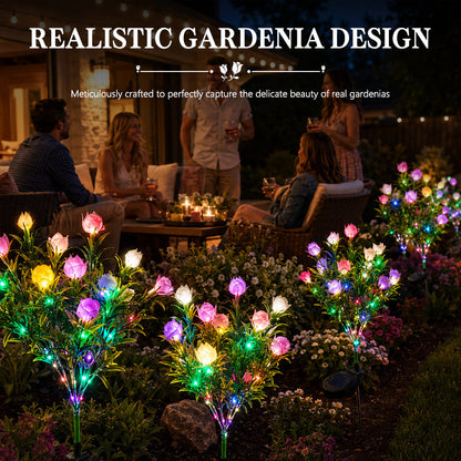 Solar Gardenia-bloemenlampjes 🌸 LED-bloemenlampen met bloemsimulatie voor de decoratie van binnenplaatsen en tuinen, waterdichte sfeerverlichting voor buiten