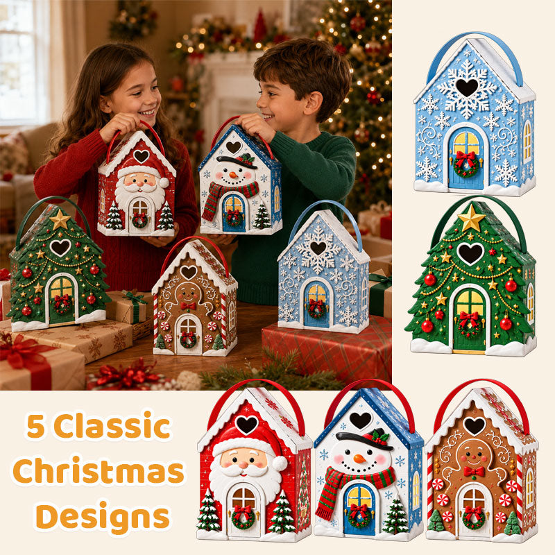 🏡🎁 Kersthuisje-cadeaudoos – 3D-cadeaudoos met feestelijke snoepjes en koekjes 🍪