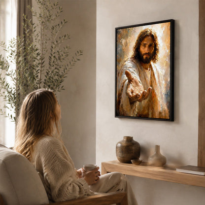 🙏🕯️ Walk With Me — Wanddecoratie met Jezus voor het gelovige hart