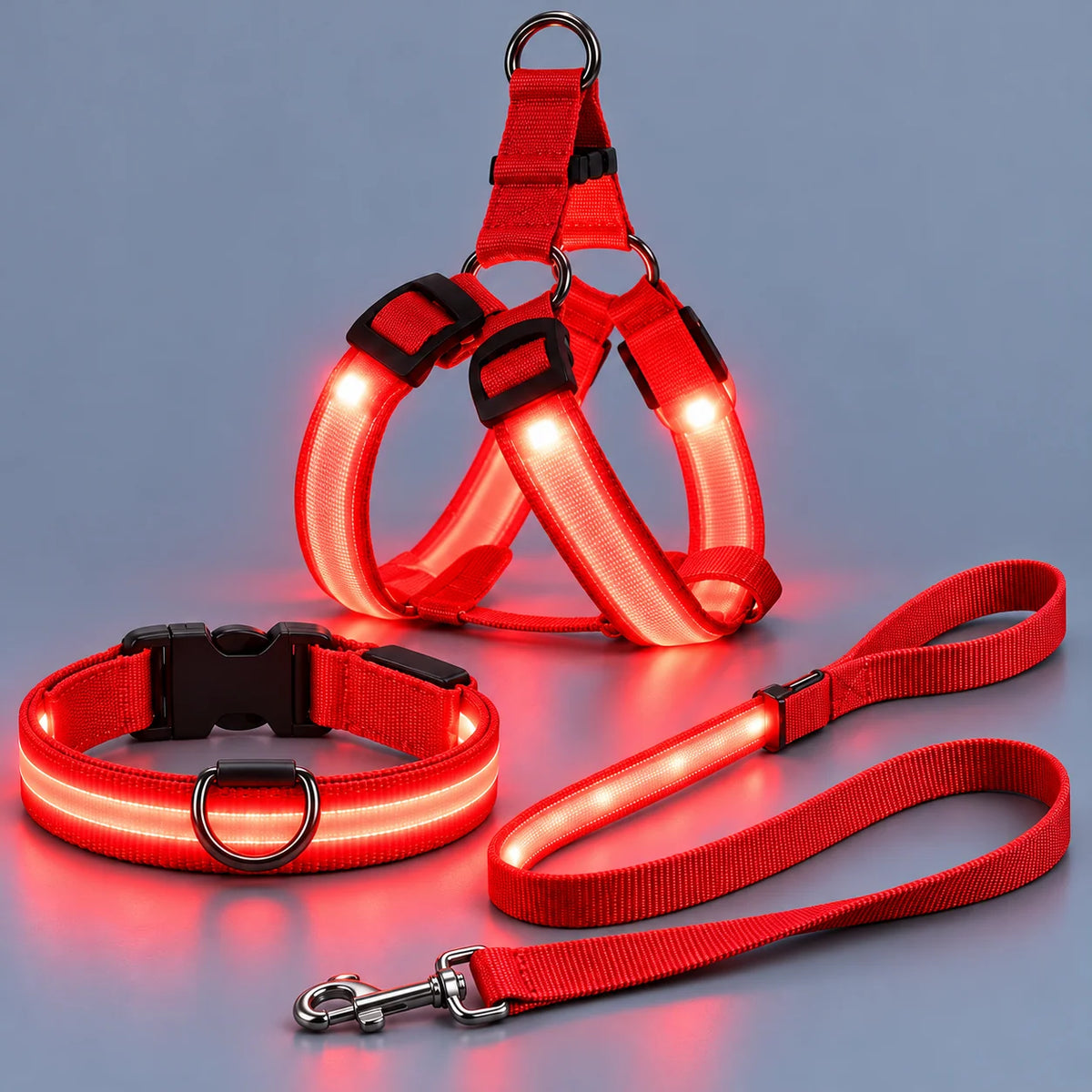 🐾✨LED-verlichte hondenharnas- en riemset