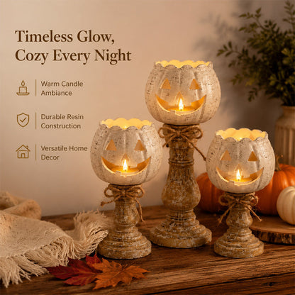 🎃 Schattige Pompoen Kandelaar – Breng Warme Halloween Sfeer in Huis! 🕯️✨