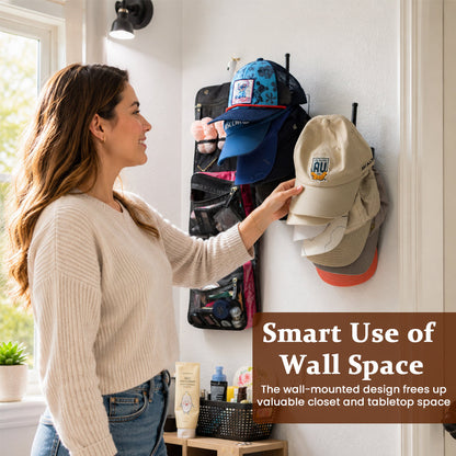 🧢✨ Boorvrije aan de muur gemonteerde hoedenhouder – Zelfklevende organizer voor baseballpetten 🧢📦