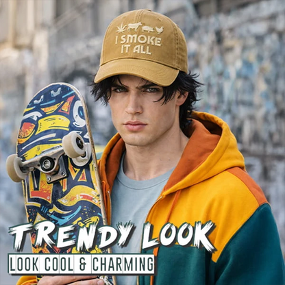 🧢 “I Smoke It All” geborduurde pet – Koel, comfortabel en grappig! 😎✨