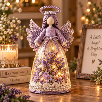 Blooming Guardian Angel Light | Bloemvormig LED-beeldje in lavendel, roze en salie