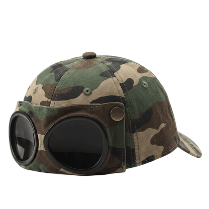 🤣 Baseballpet in pilotenstijl — Uniek ontwerp met zonnebrilpanelen en vintage details! 🧢✨