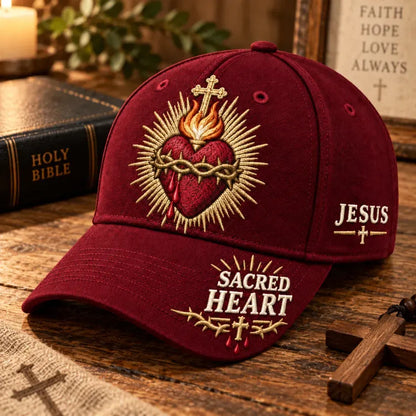 ❤️Sacred Heart of Jesus Faith-baseballpet✝️Draag je geloof. Draag Zijn liefde met je mee.